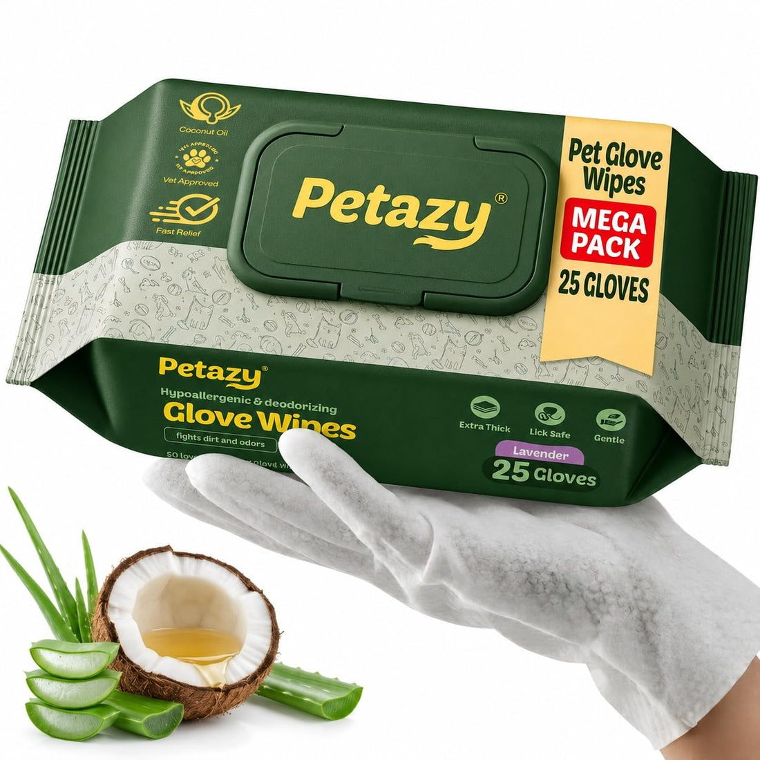 Petazy Pet Glove Wipes for Dogs & Cats