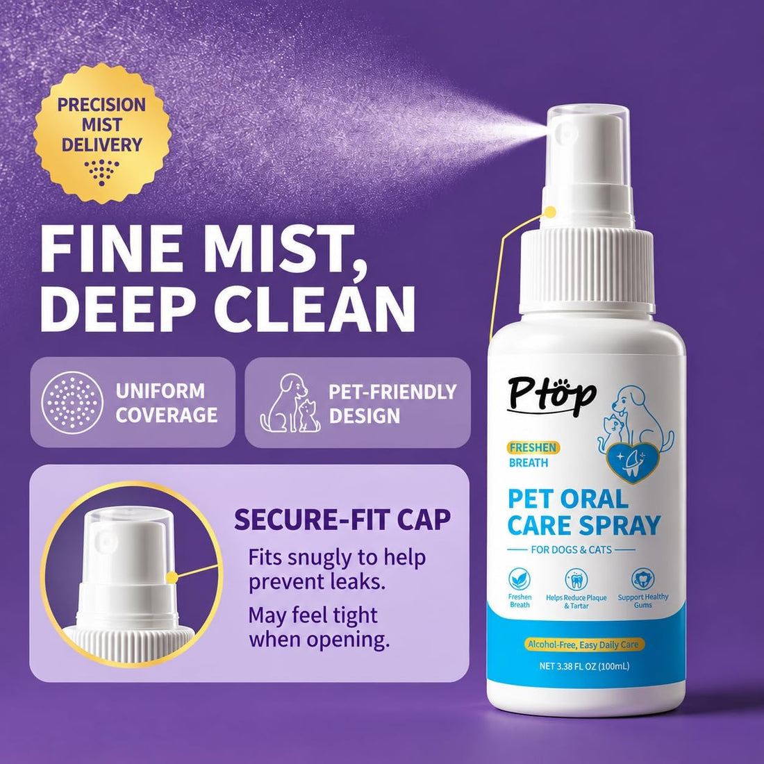 Pet Oral Care Spray, Breath Freshener & Teeth Cleaning Pet Dental