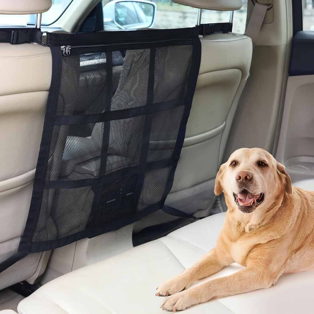 Dog Car Barrier,9-Grid Reinforced,Easy-Install Car Net for Dogs