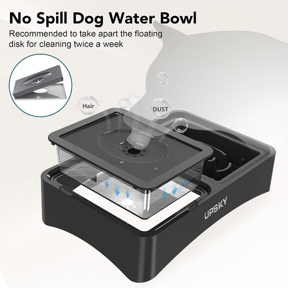 UPSKY 2-in-1 Elevated Dog Bowls Set with 4 Height Adjustable Stand