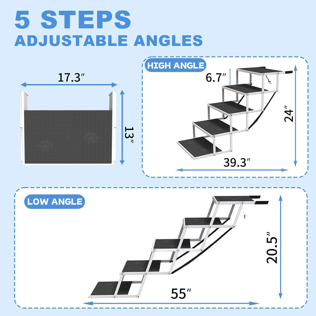 Dog Steps for Car & SUV – 5-Step Foldable Pet Stairs for Large Dogs