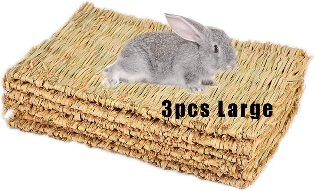 Hamiledyi Grass Mat Woven Bed Mat for Small Animal Bunny Bedding