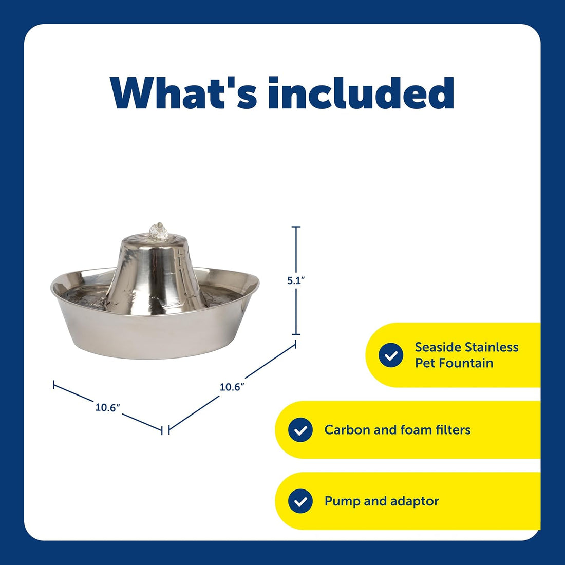PetSafe Seaside Stainless Steel Cat & Dog Fountain
