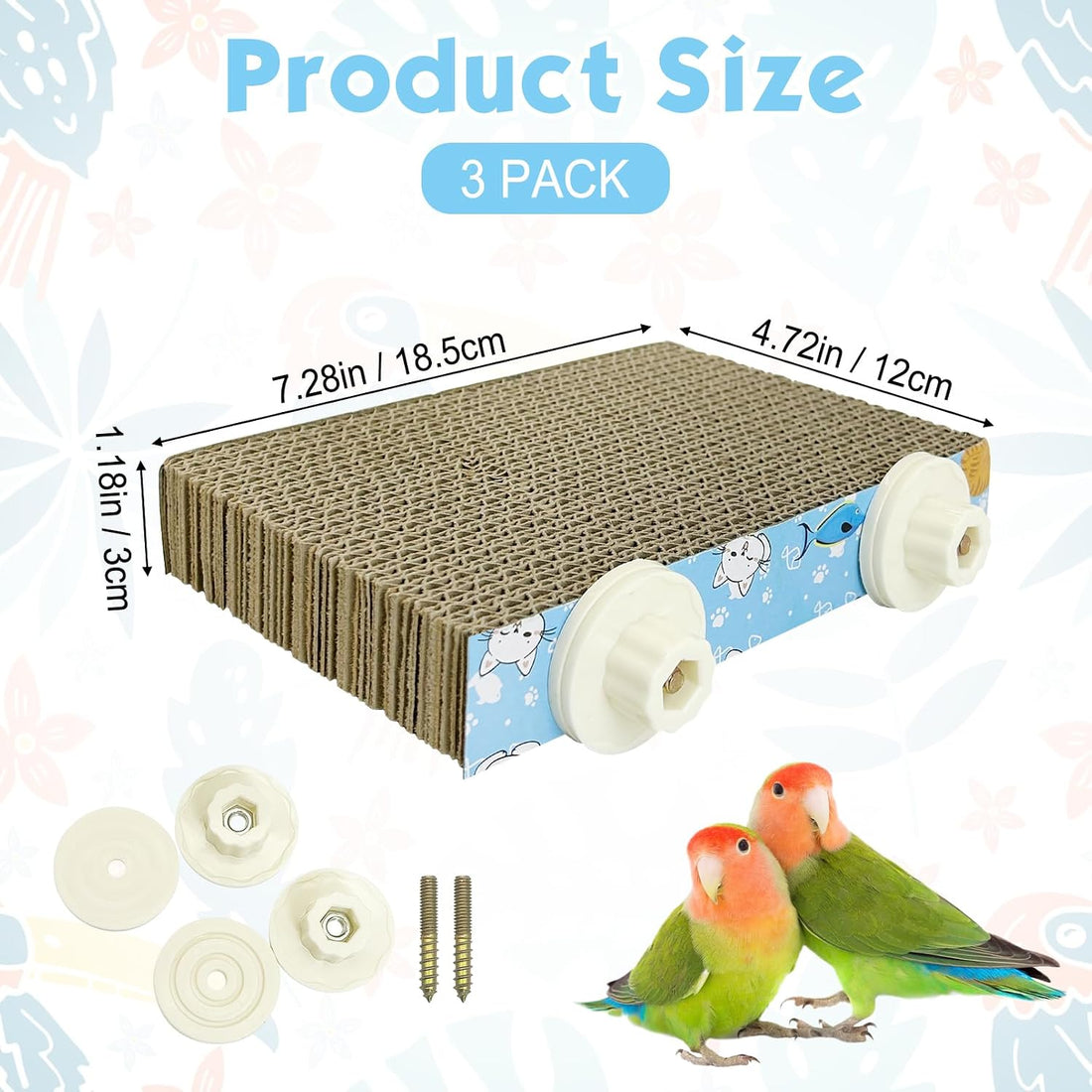 3 PCS Bird Cardboard Platform Hanging Parrot Cage Perch Bird Paw