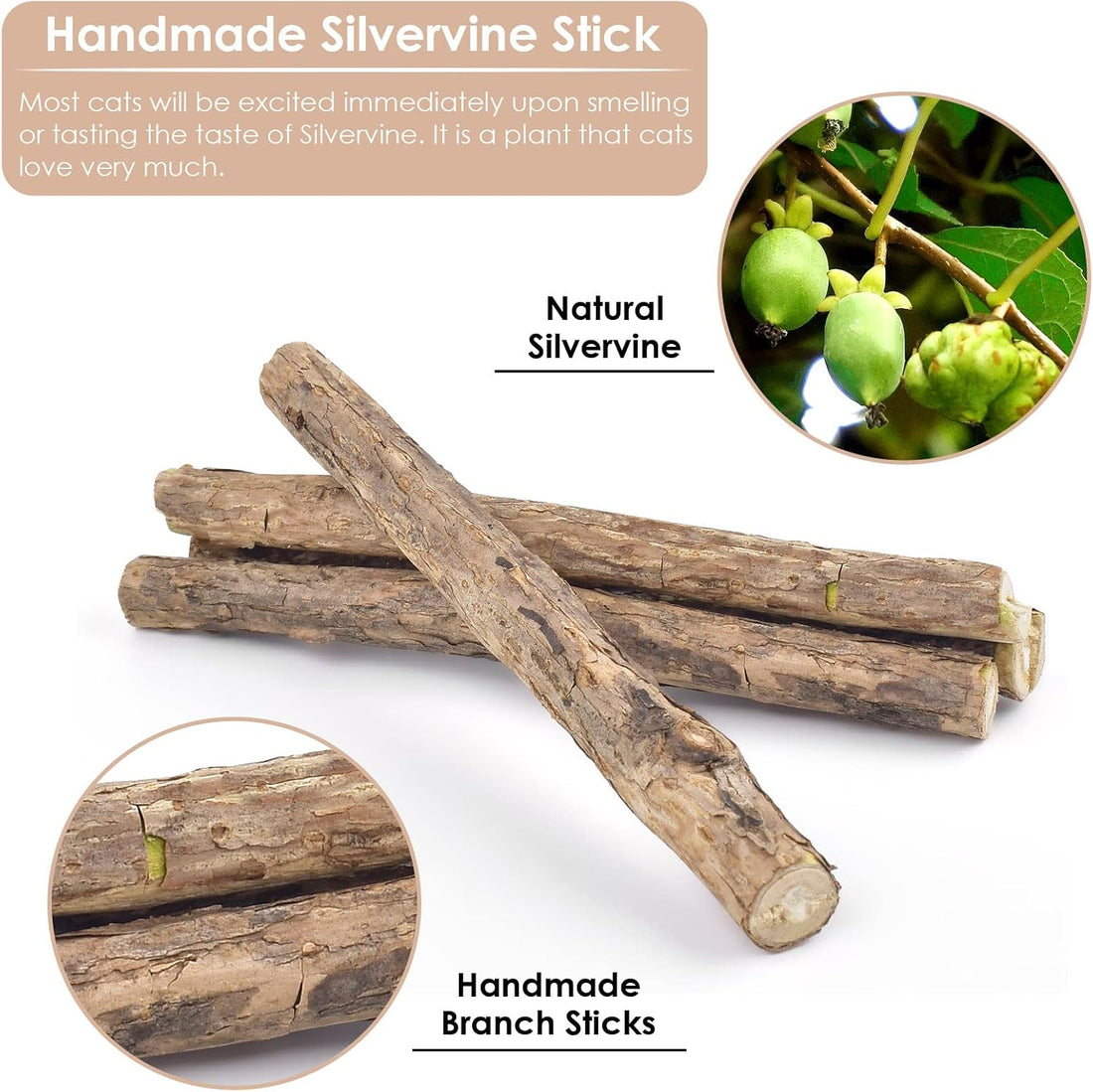 Bissap 10 PCS Silvervine Chew Sticks for Cats