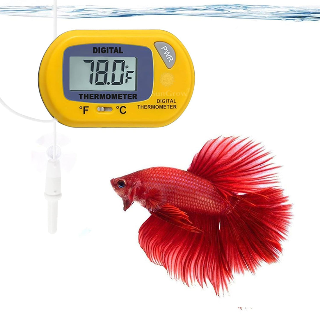 SunGrow Digital Betta Thermometer for Tropical Aquarium Fish