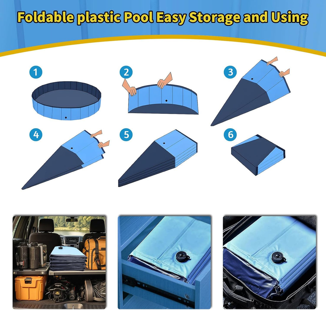 CACSPS Foldable Dog Pool with Hard Plastic, Non-Slip