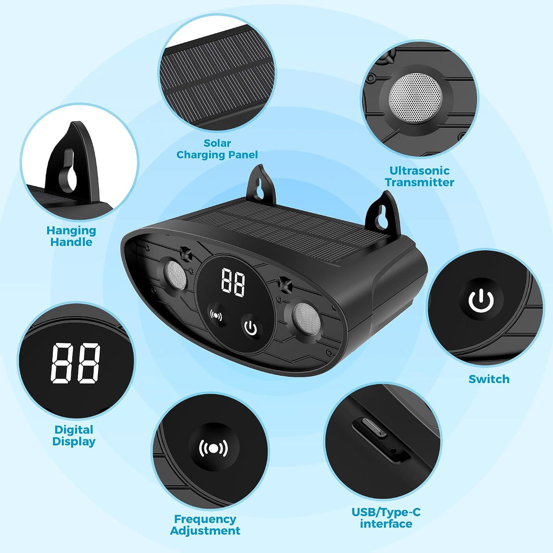Solar Ultrasonic Bark Deterrent Device for Dogs