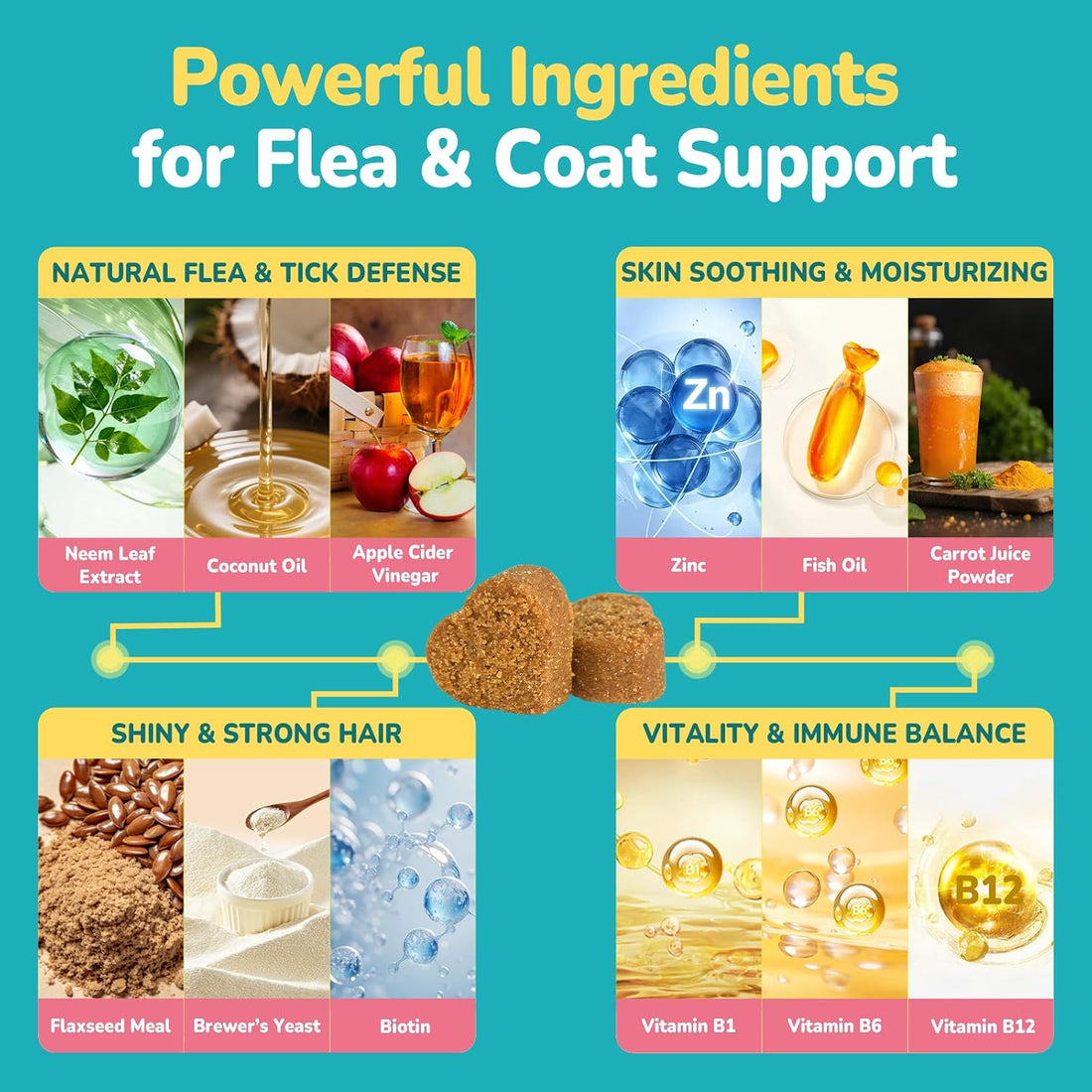 Woyamay Flea and Tick Prevention for Dogs, Soft Chews, Chicken Flavor