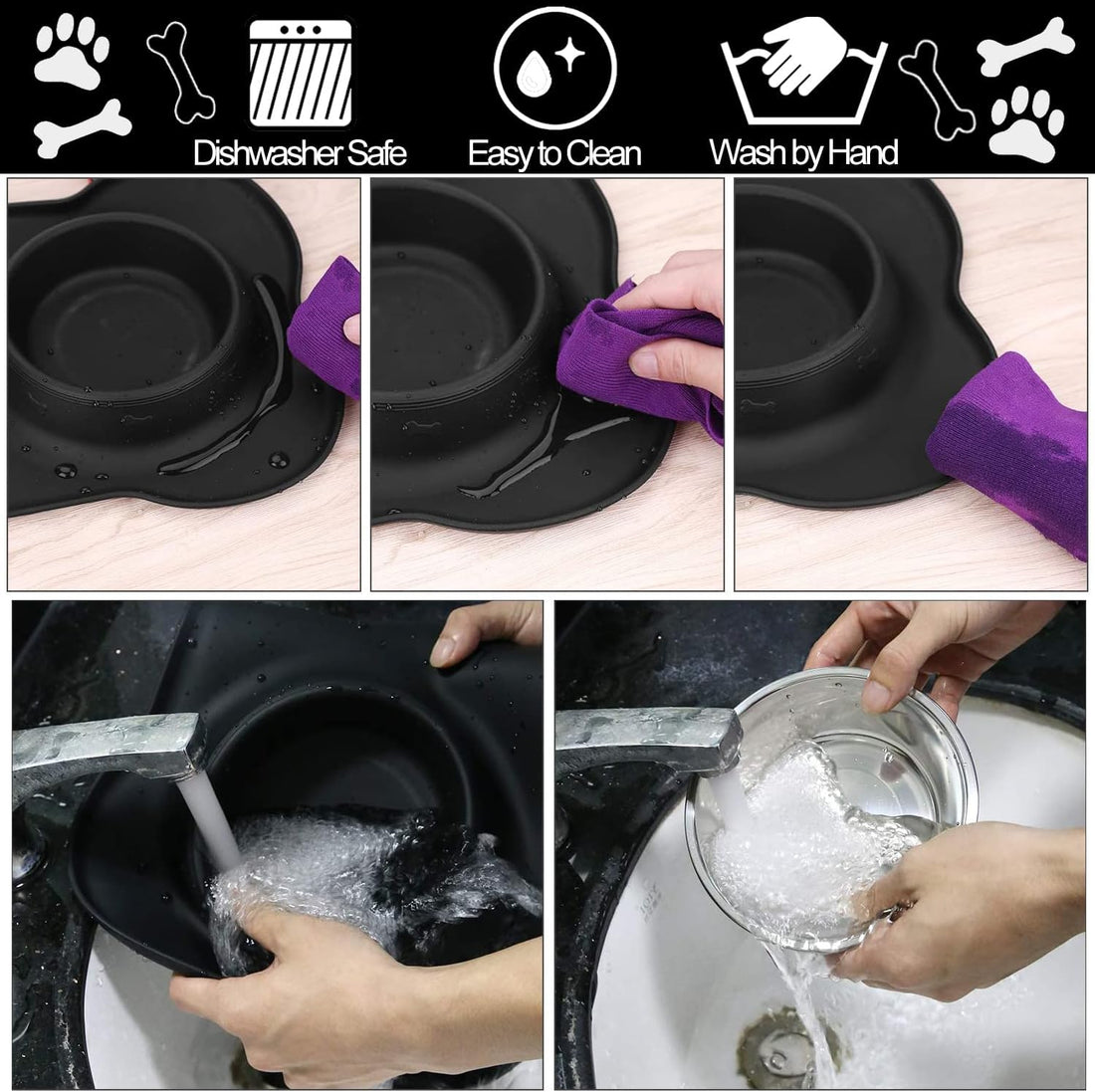 AsFrost Dog Food Bowls Stainless Steel & Water Dish with No-Spill