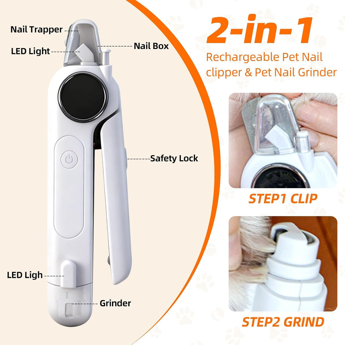 Dog Electric Nail Clippers & Grinder with Light
