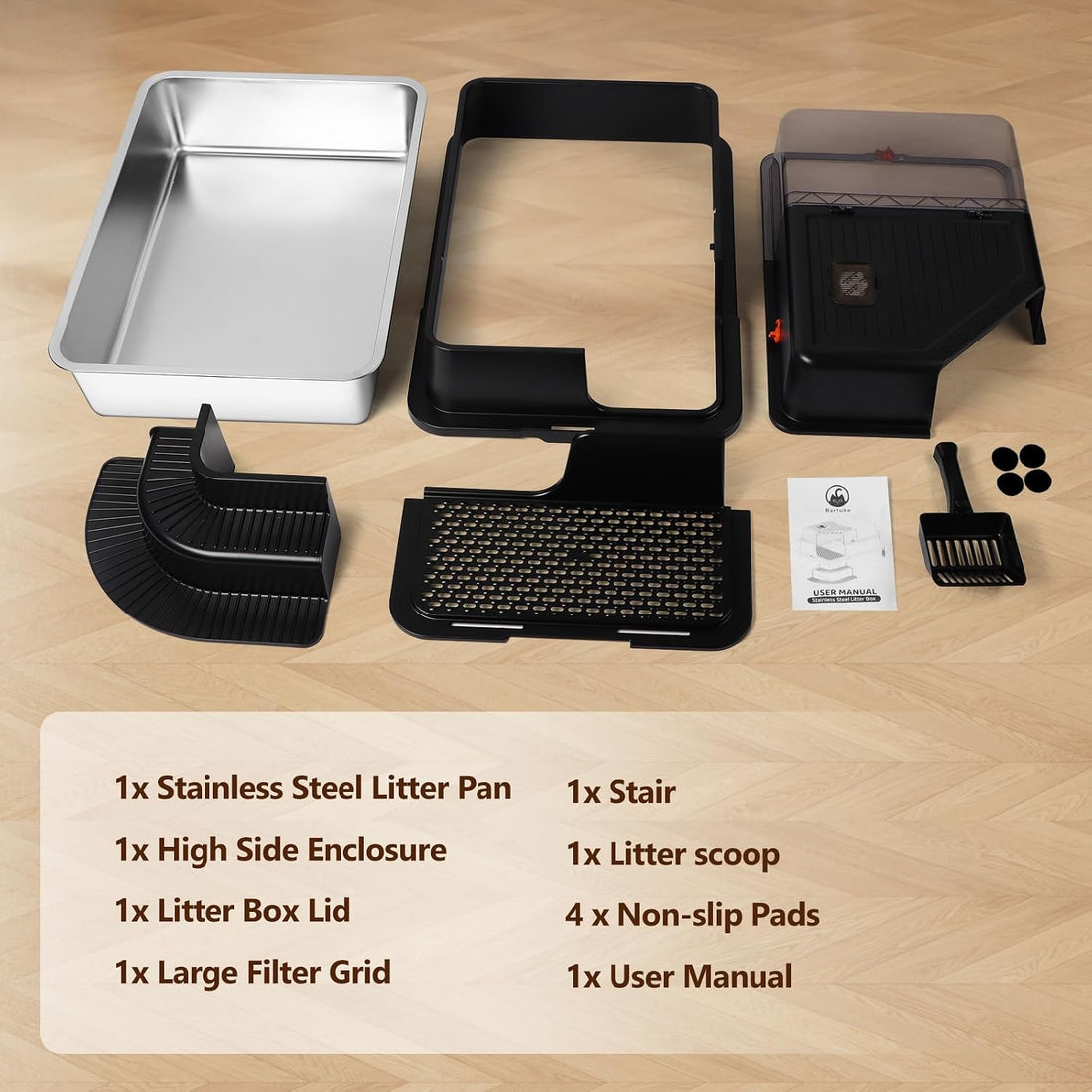 Bartuke XXXL Stainless Steel Litter Box