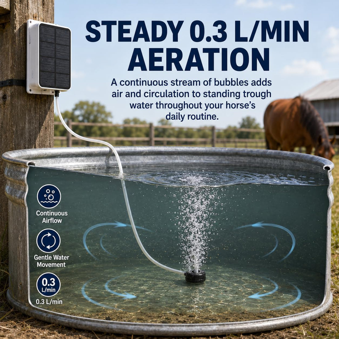 Solar Horse Water Trough Aerator