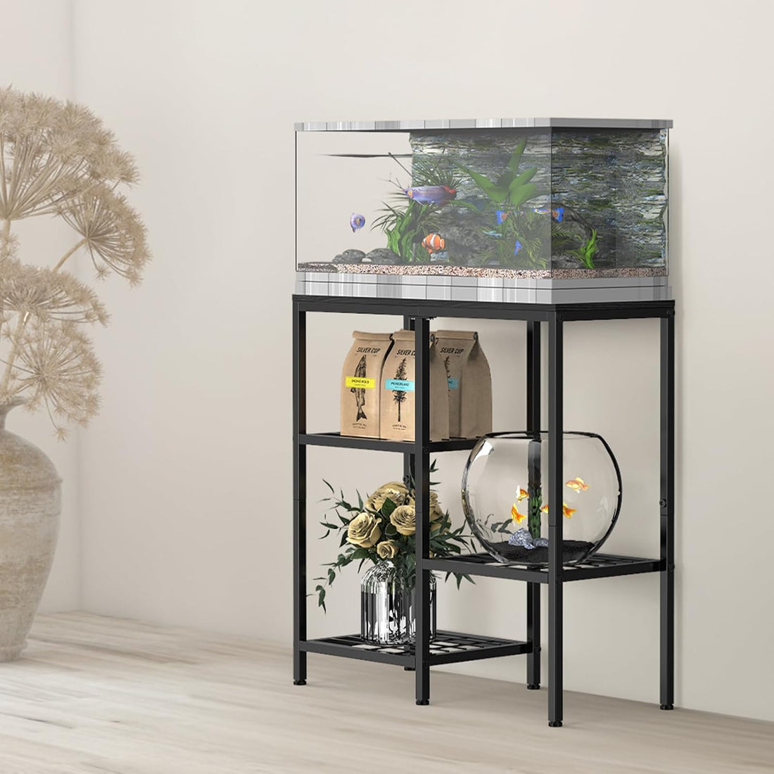 20 Gallon Fish Tank Stand, Metal Aquarium Stand, with 3-Tier Shelf