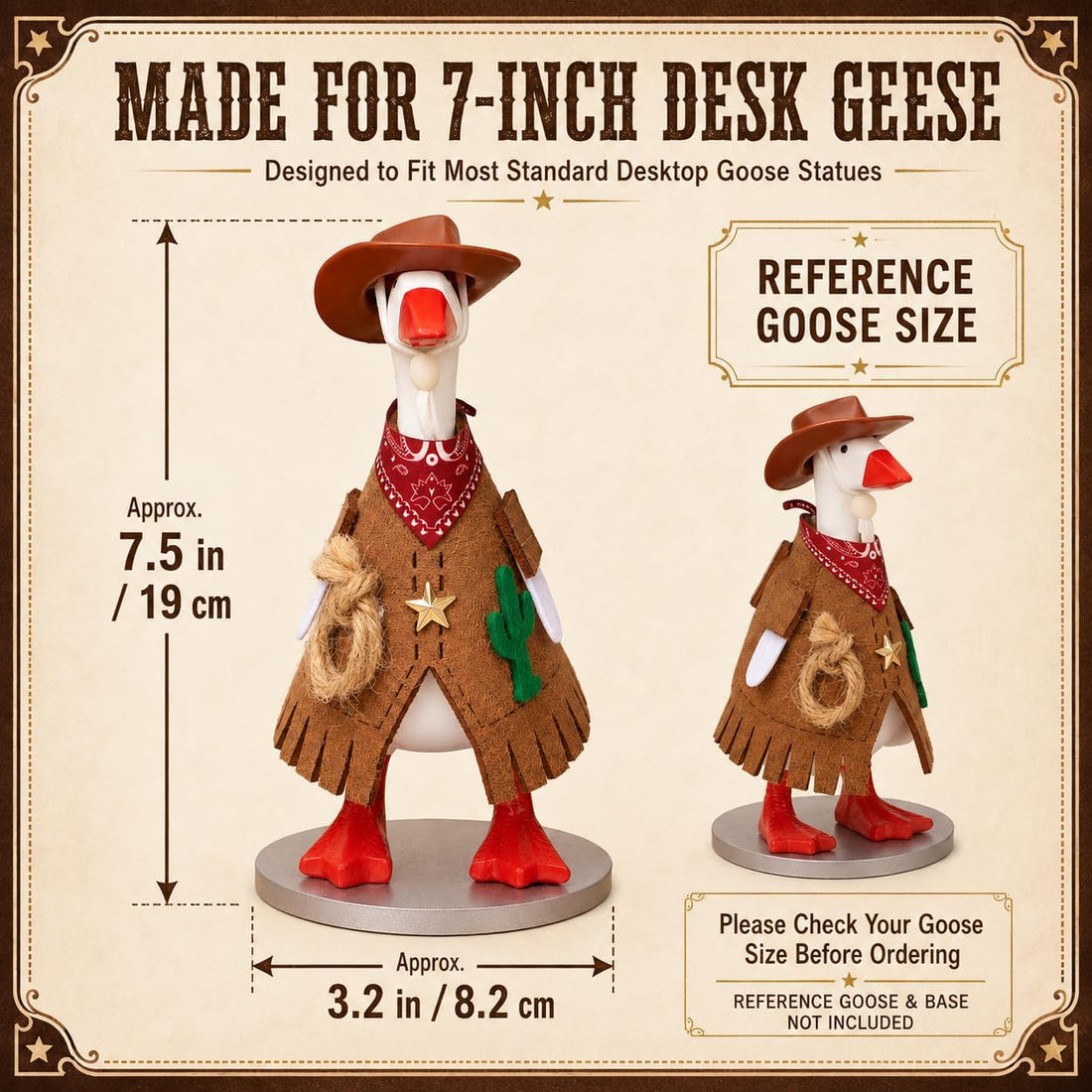 7 Inch Desk Goose Cowboy Outfit