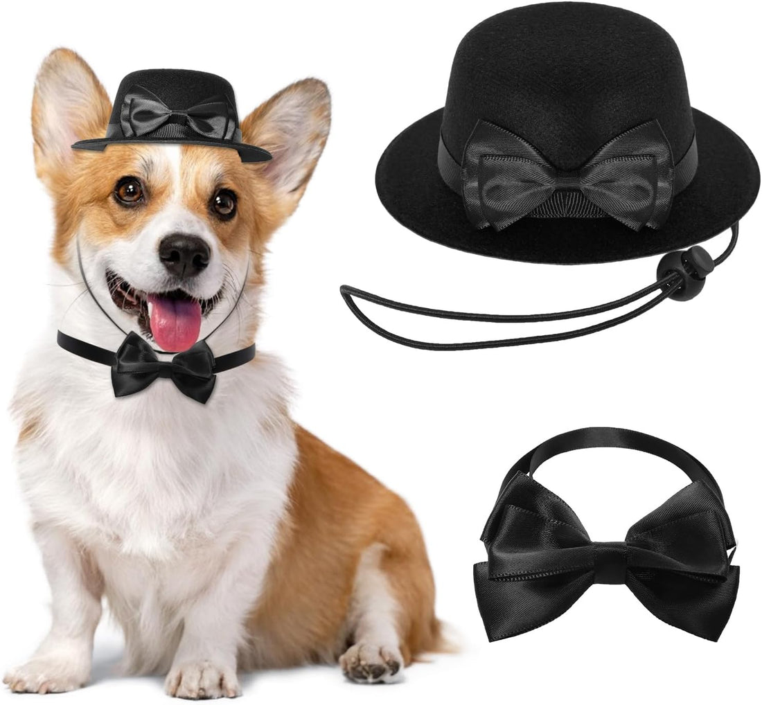 Pet Formal Accessories Set 2 Pcs Dog Costume Top Hat with Formal Pet