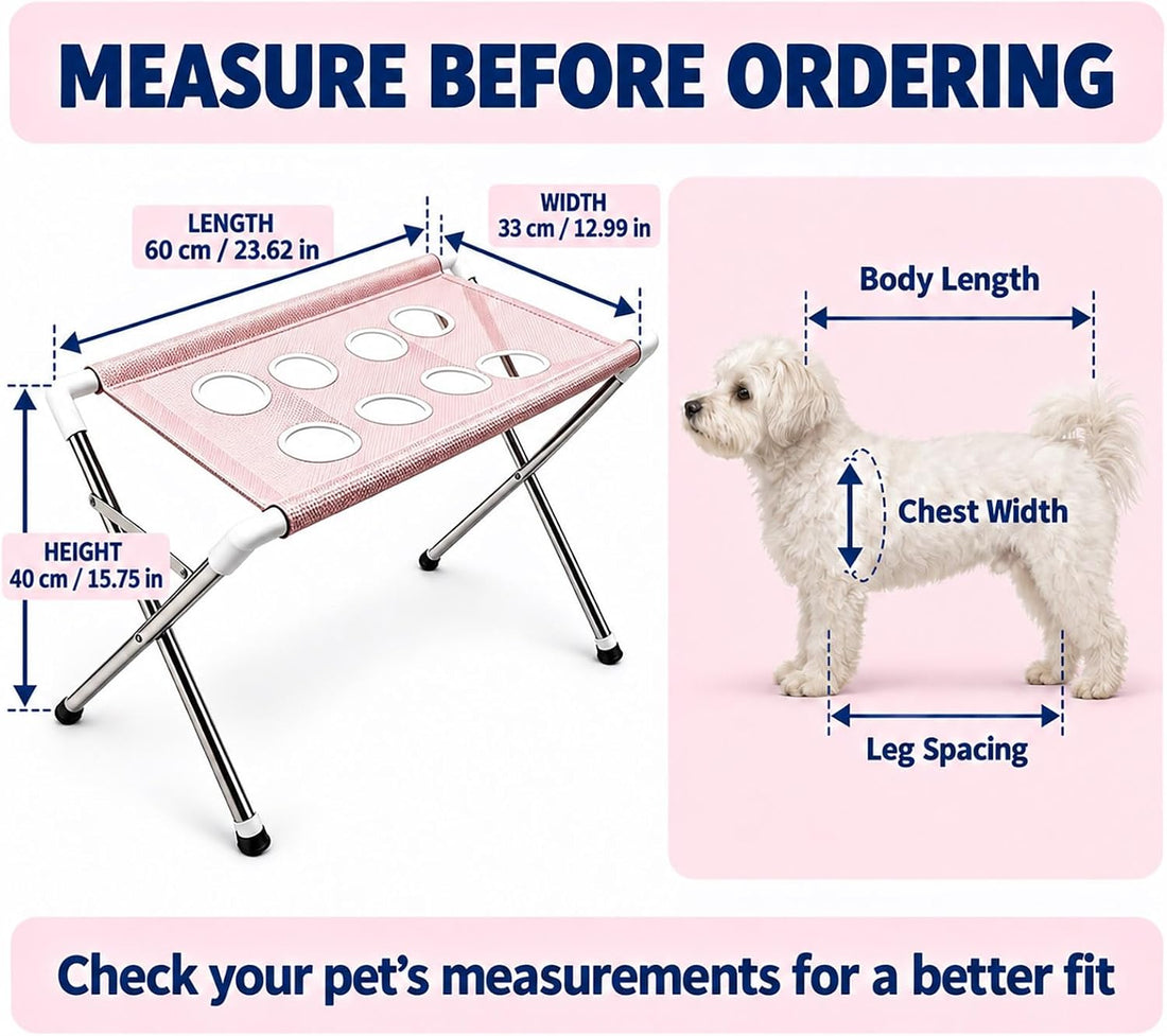 4-Hole Foldable Pet Grooming Hammock Stand with Tool Bag for Pets