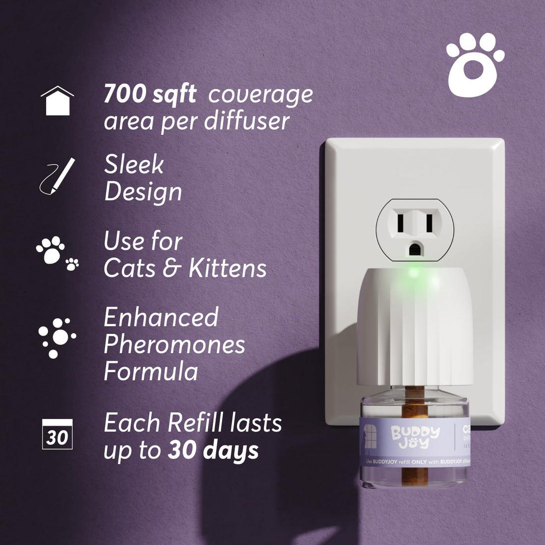 BUDDYJOY Cat Calming Diffuser Refills – Long-Lasting 30-Day Formula