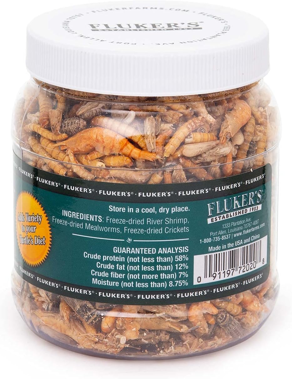 Fluker's Medley Treat for Aquatic Turtles, River Shrimp, Mealworms