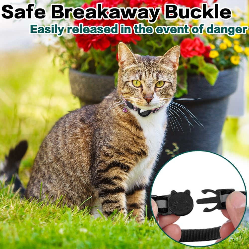 Airtag Cat Collar Breakaway, Reflective Kitten Collar with Apple Air