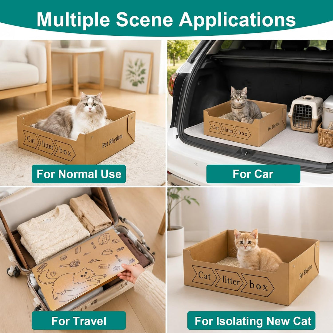 Disposable Cat Litter Box for Big Cats 3 Pack (20''x16''x6'')