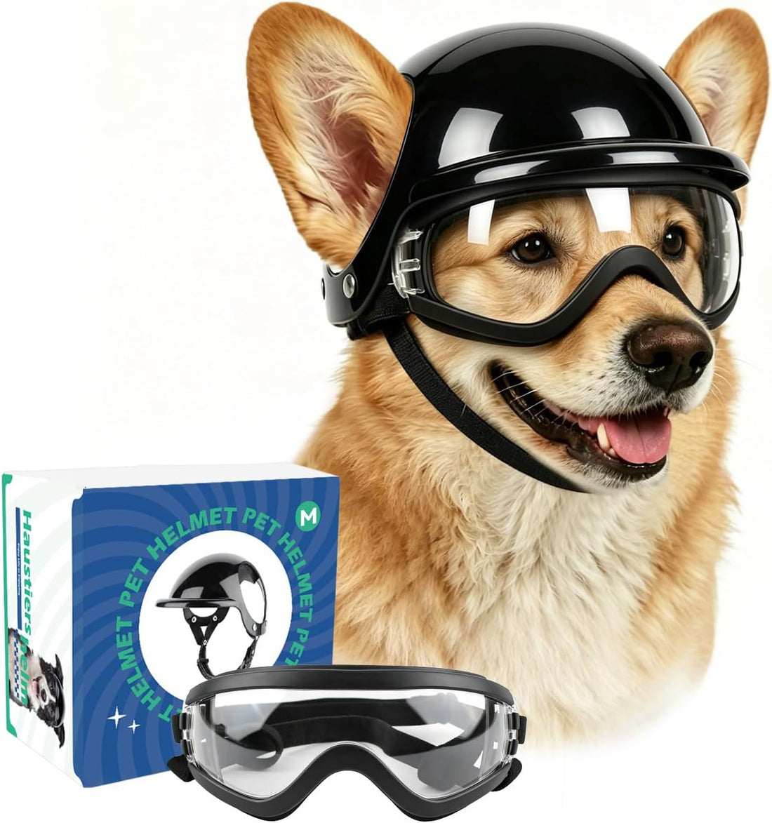 Dog Goggles and Pet Helmet Set