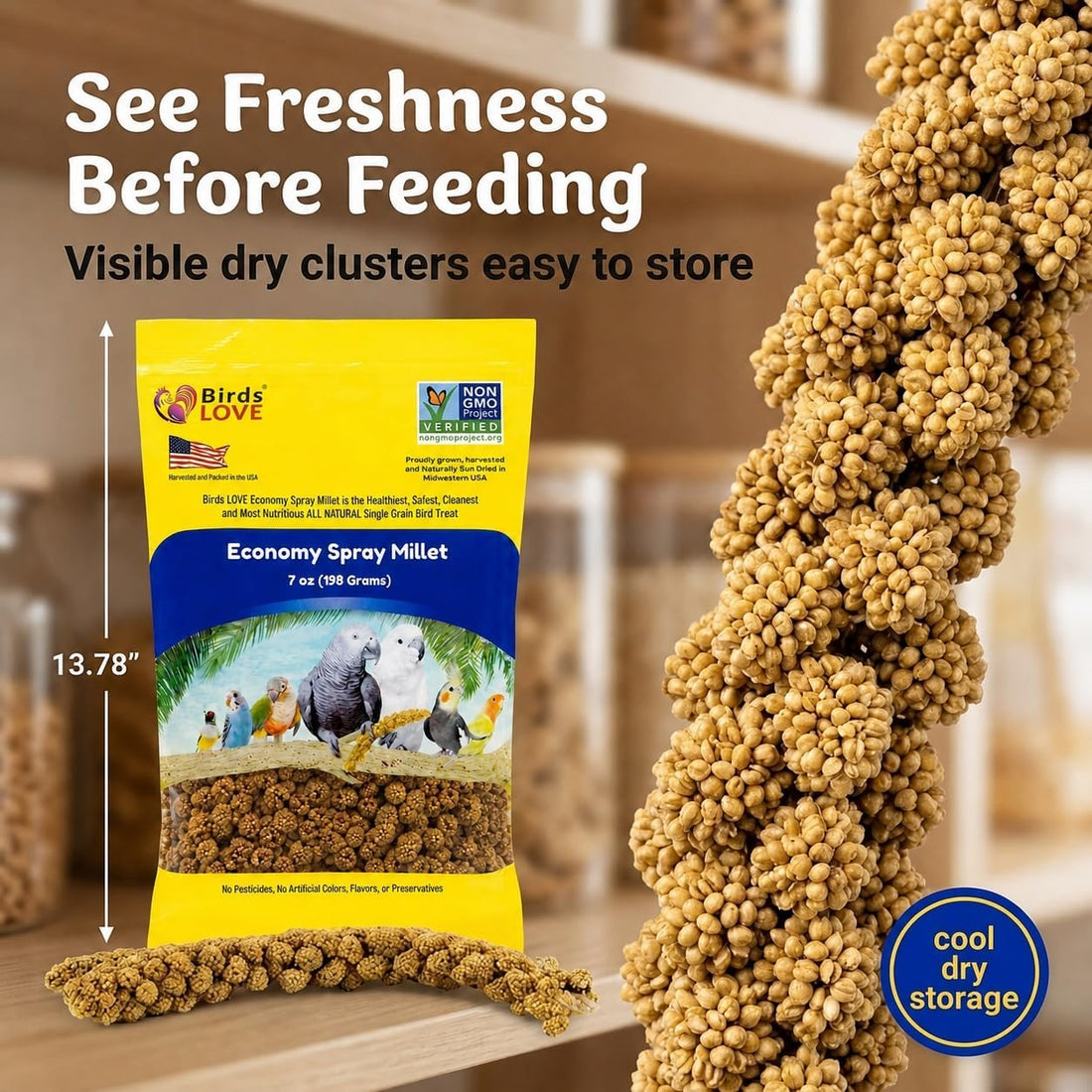 Birds LOVE Economy Spray Millet for Birds, 7 oz