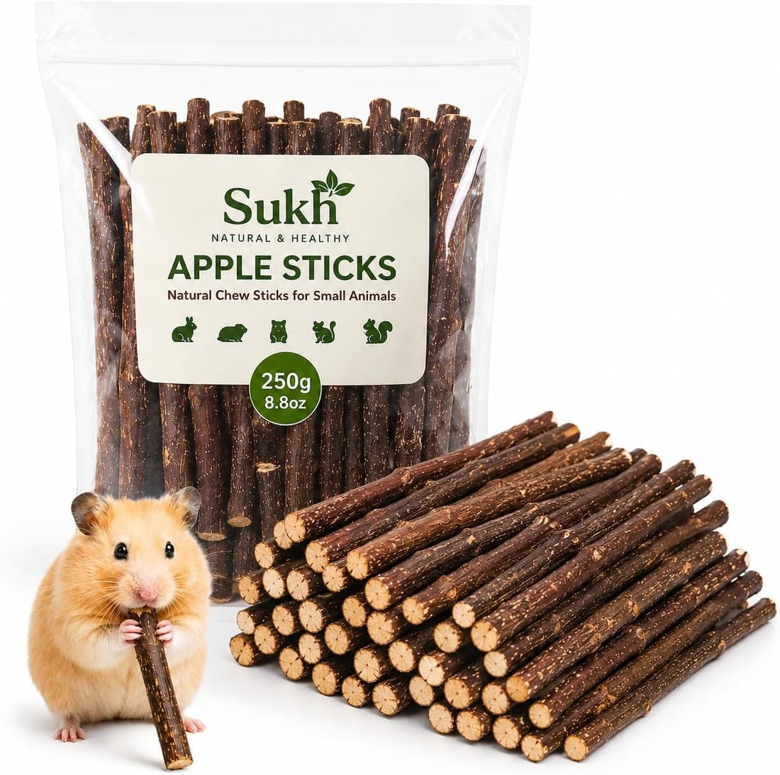 Sukh Natural Organic Apple Sticks - 250g Chew Sticks for Small Animals