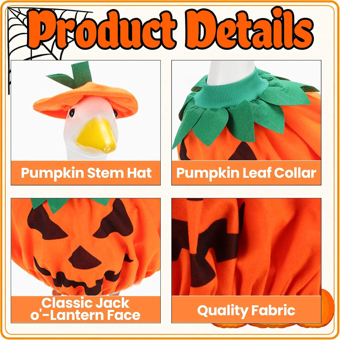 Halloween Porch Goose Outfit Pumpkin for 23 Inch Plastic & Cement