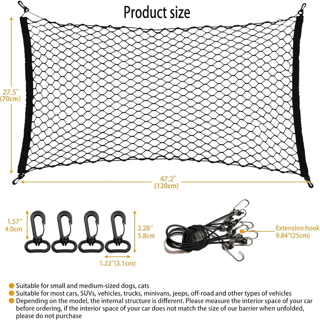 Dog Car Barrier Net Pet Car Divider Back Seat Barrier Net for Trucks