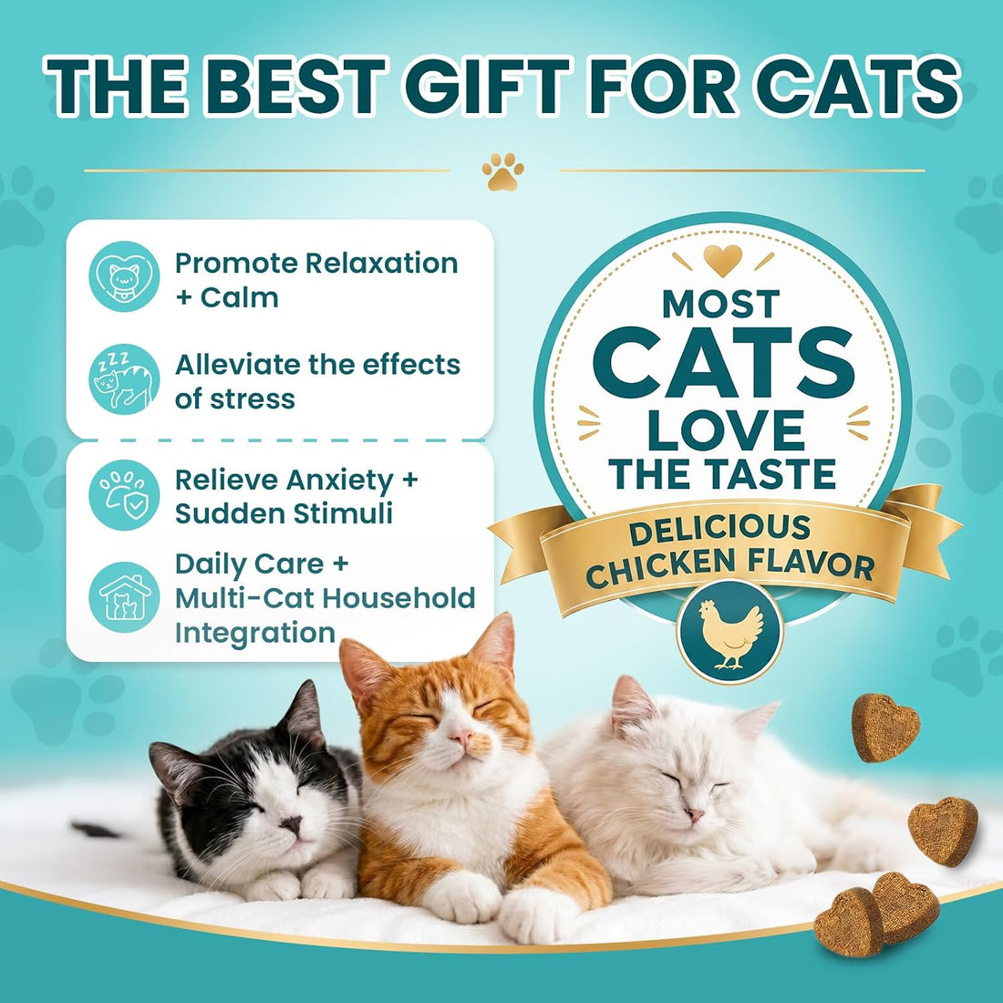 Cat Calming Treats 140 Soft Chews for Indoor Cats All Breeds & Ages