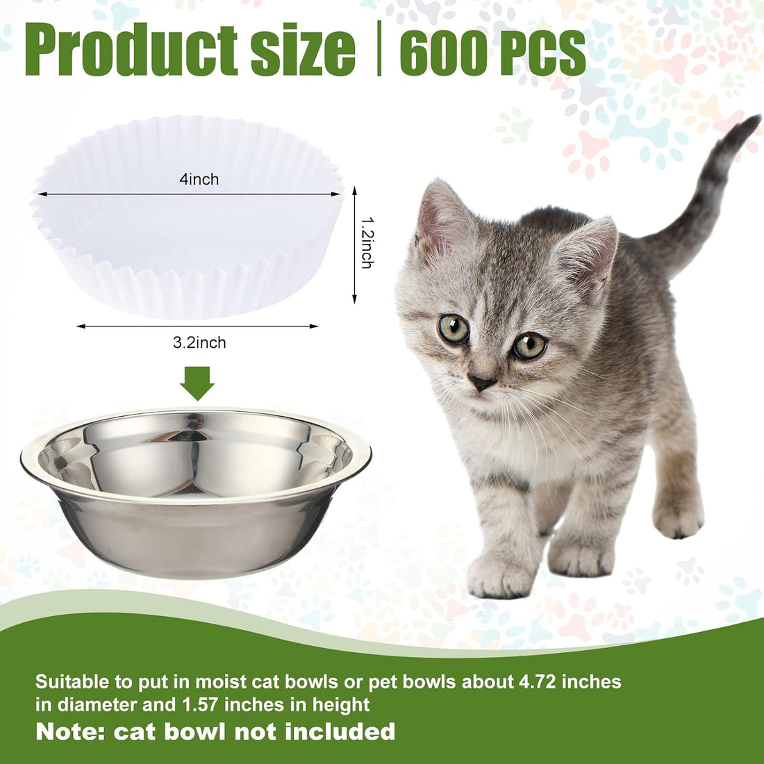 meekoo 600 Pcs Large Pet Disposable Feeding Bowls Liner Bulk Cat Food