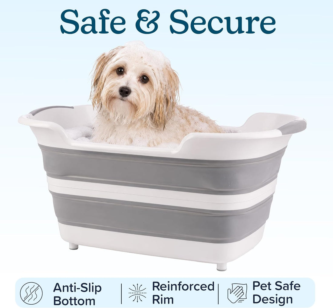 PETMAKER 7.2 Gal/27.4L Collapsible Dog Bathtub for Small Pets (Gray)
