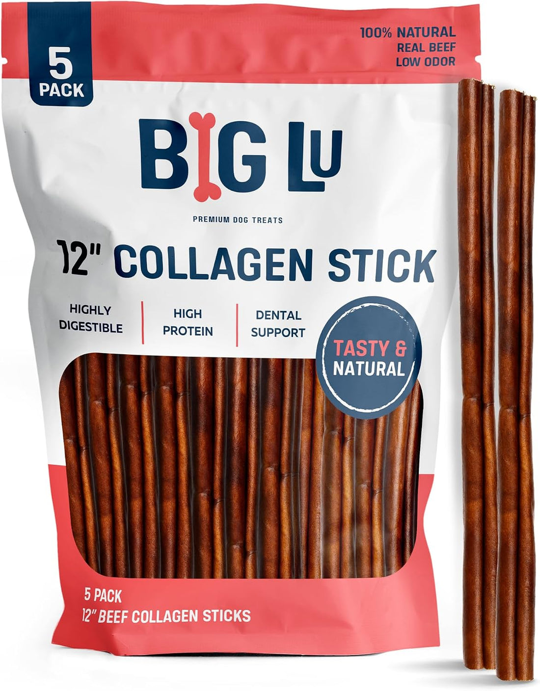 Big Lu -Beef Collagen Sticks for Dogs, 12 Inch