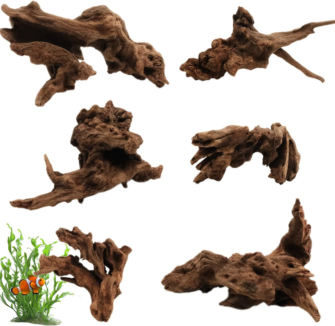 6PCS Natural Driftwood 3"–6" Unique Wood for Aquarium & Reptile Tank