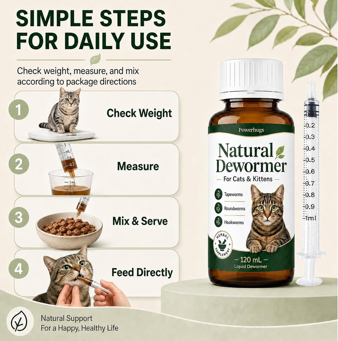 Dewormer for Cats & Kittens Broad Spectrum Cat Dewormer for Tapeworm