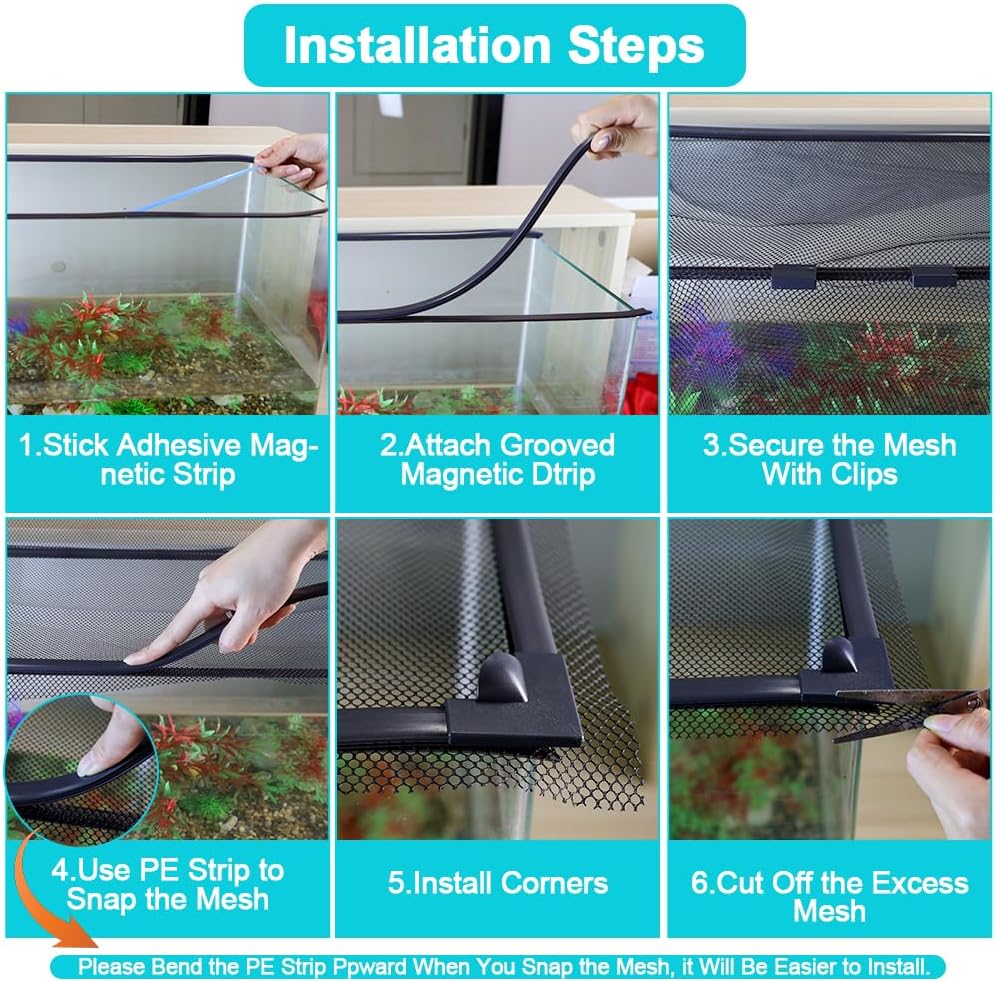 Magnetic Aquarium Cover Lid, DIY Fish Tank lid Anti-Jumping net Cover