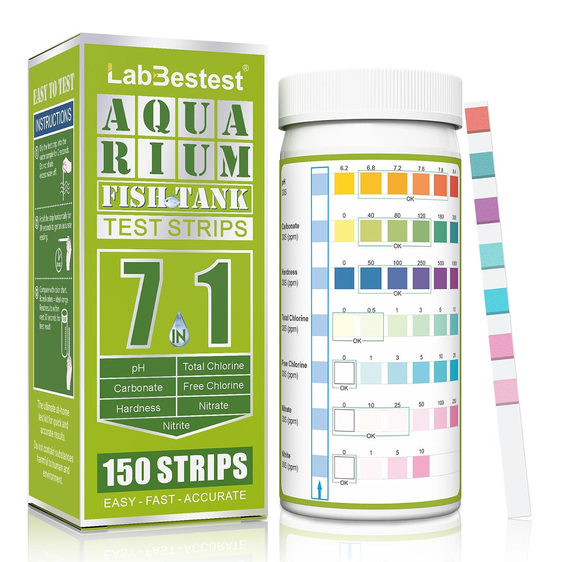 Aquarium Test Strips Fish Tank Pond Water Testing Kit