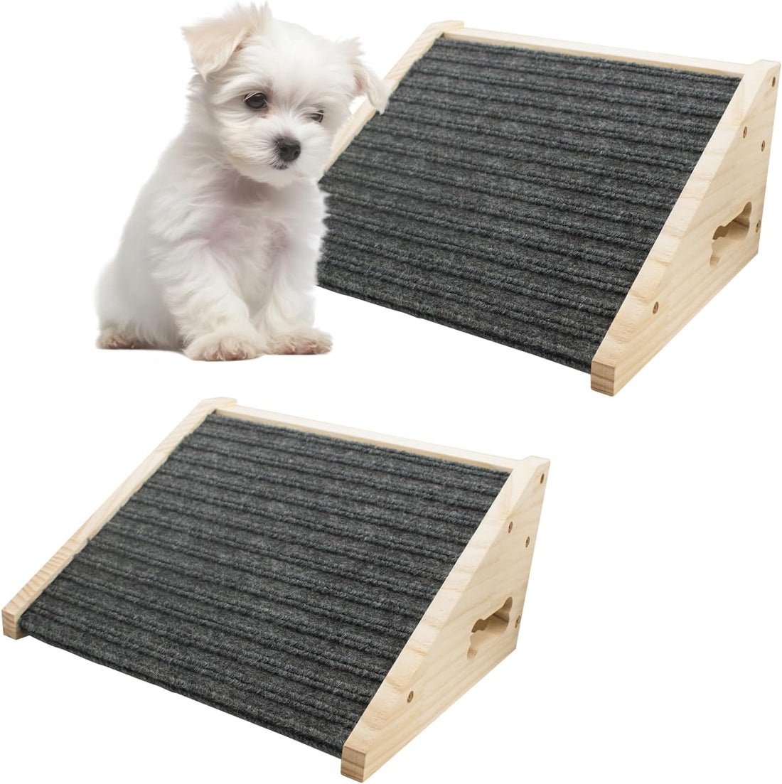 Dog Ramp for Stairs, Wooden Low-Angled Pet Ramps