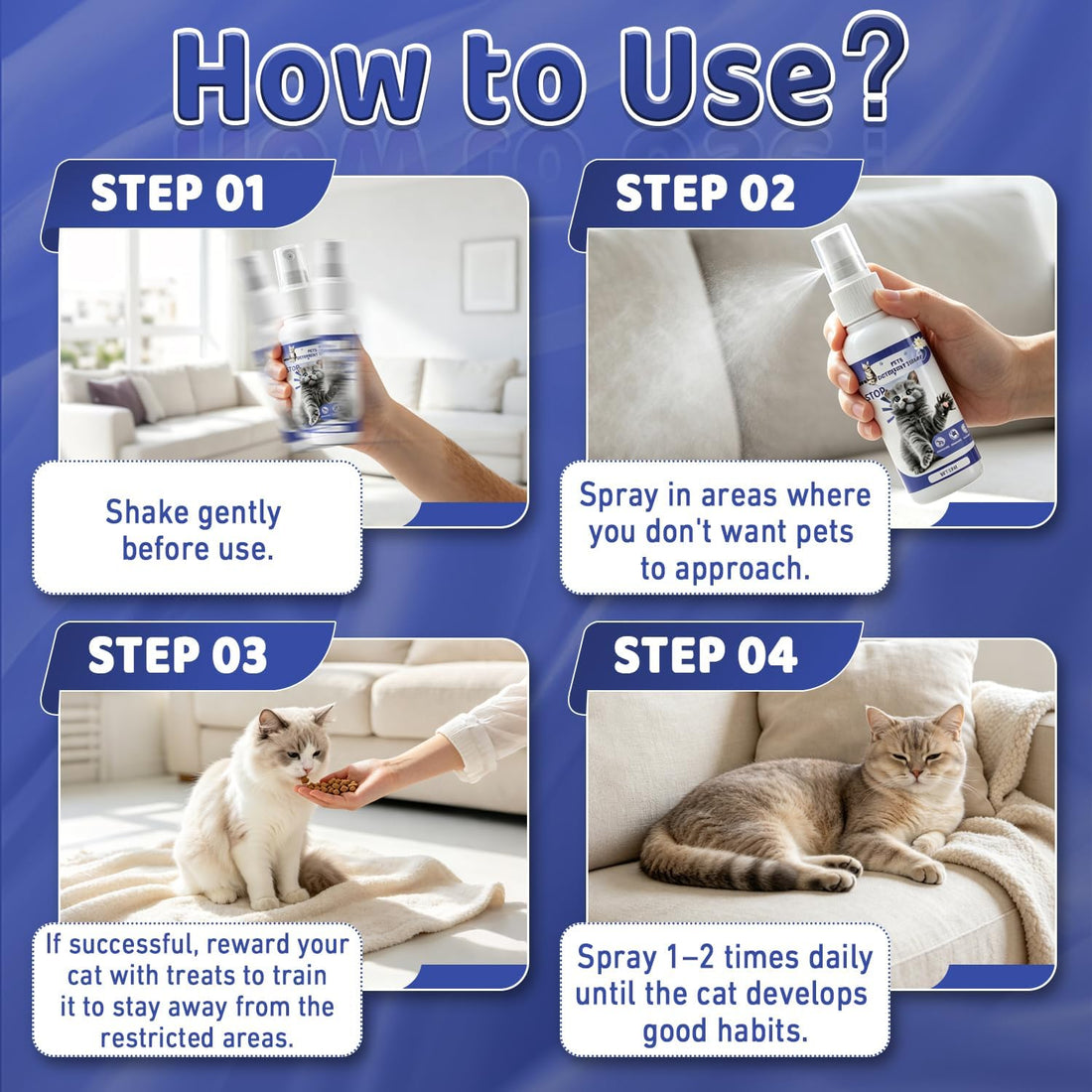 Cat Deterrent Spray, Natural Safe Cat Repellent Spray for Furniture