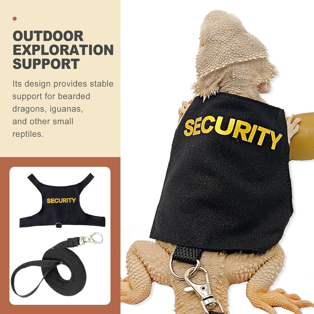 Adjustable Bearded Dragon Leash and Harness Set Soft Leather Lizard
