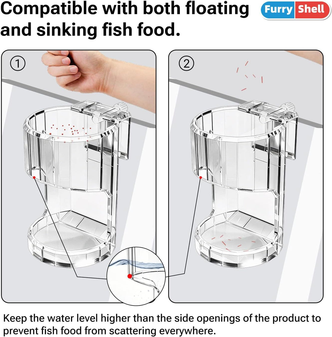 Polycarbonate Aquarium Feeder, Fish Tank Feeding Tray, 90%+ Clear