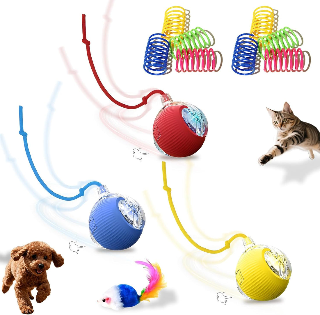 2-Pack USB Rechargeable Smart Cat Toy Ball for Indoor Cats & Small