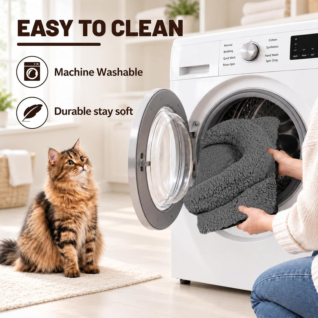 TailTastic Self Warming Cat Bed with U-Shaped Pillow for Warmth