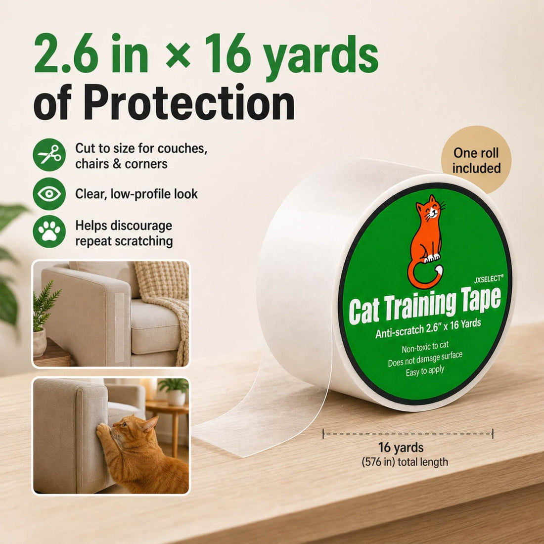 Anti-Scratch Tape for Furniture - Stop Cats from Scratching Couch