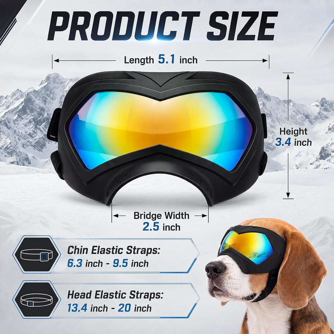 Dog Goggles for Large Dogs Eye Protection Wide Snout