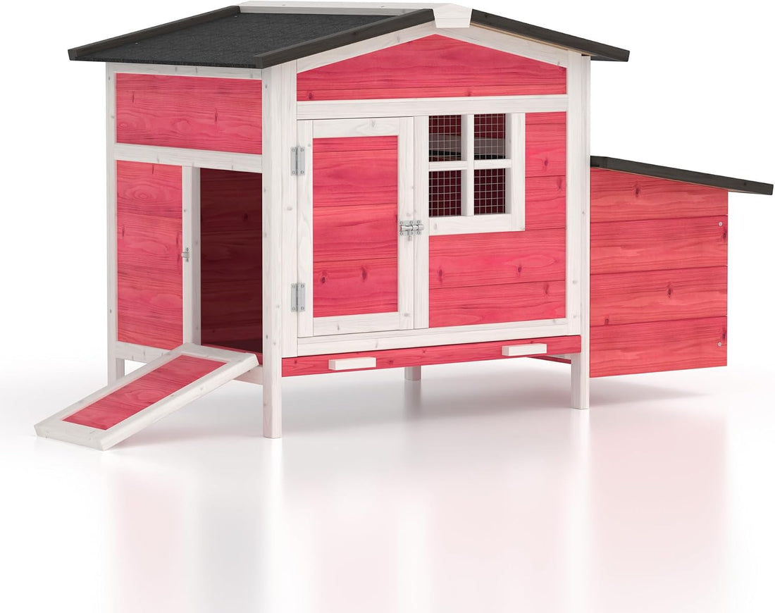 GOJOOASIS Chicken Coop for 2 Chickens Raised House with Ramp