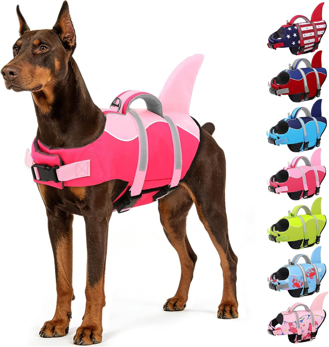 AOFITEE Dog Life Jacket High Buoyancy Shark Dog Life Vest for Swimming