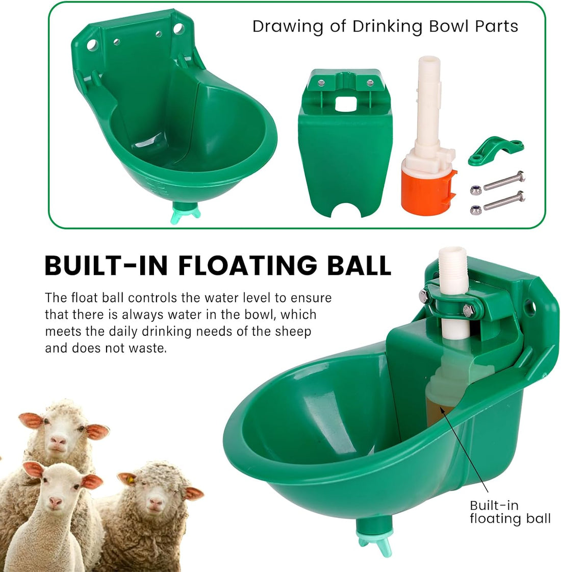 Goat Waterer, Livestock Waterer for Sheep Dog Piglet Calf Horse Farm