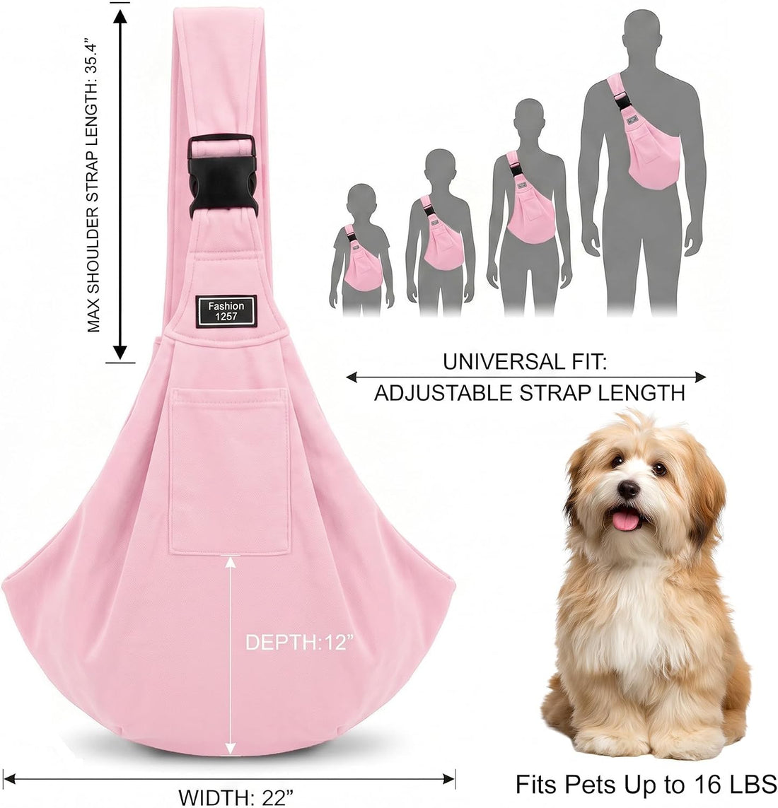 Adjustable Pet Sling Carrier, Anti-Escape Bag for Small Dogs & Cats